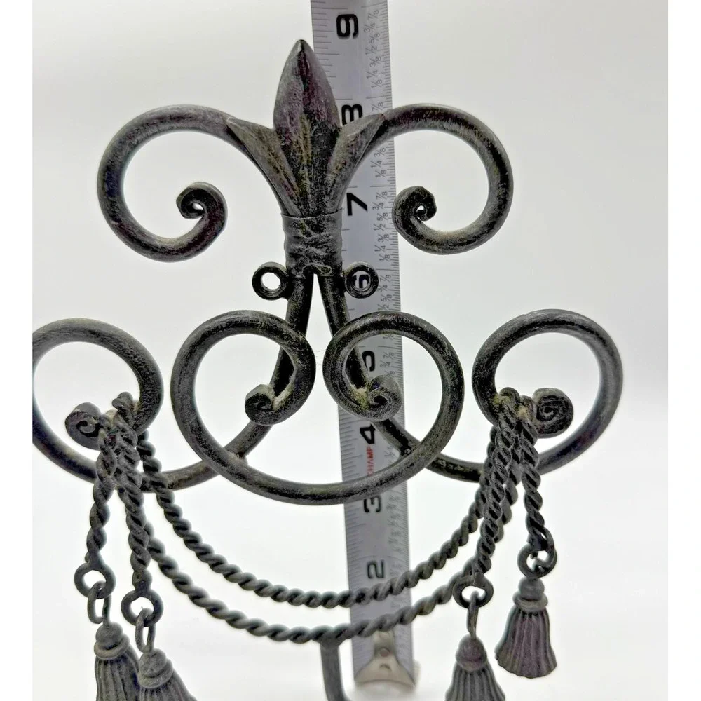 Decorative Metal Scroll Toilet Paper Holder Fleur De Lis Tassel Wall‎ Mount